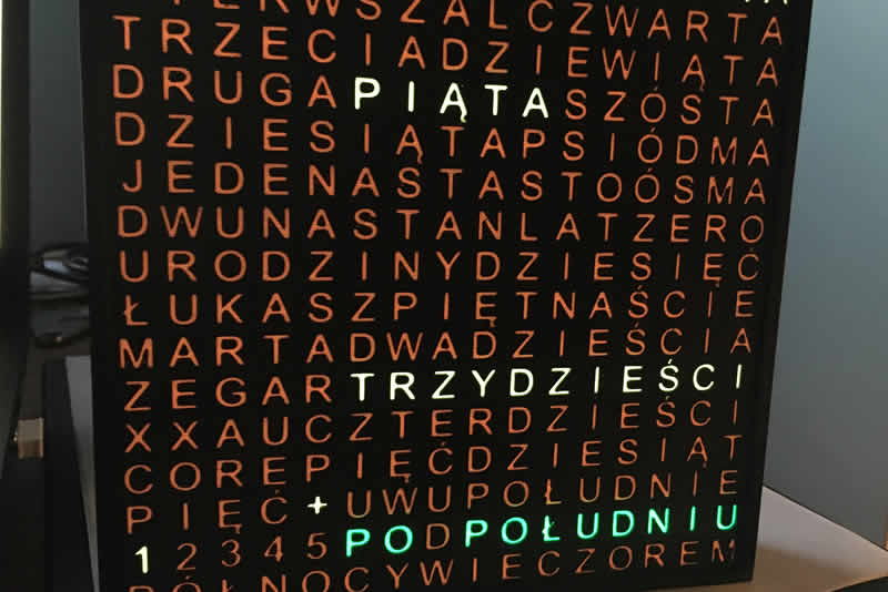 Wordclock w wersji PL na zamówienie